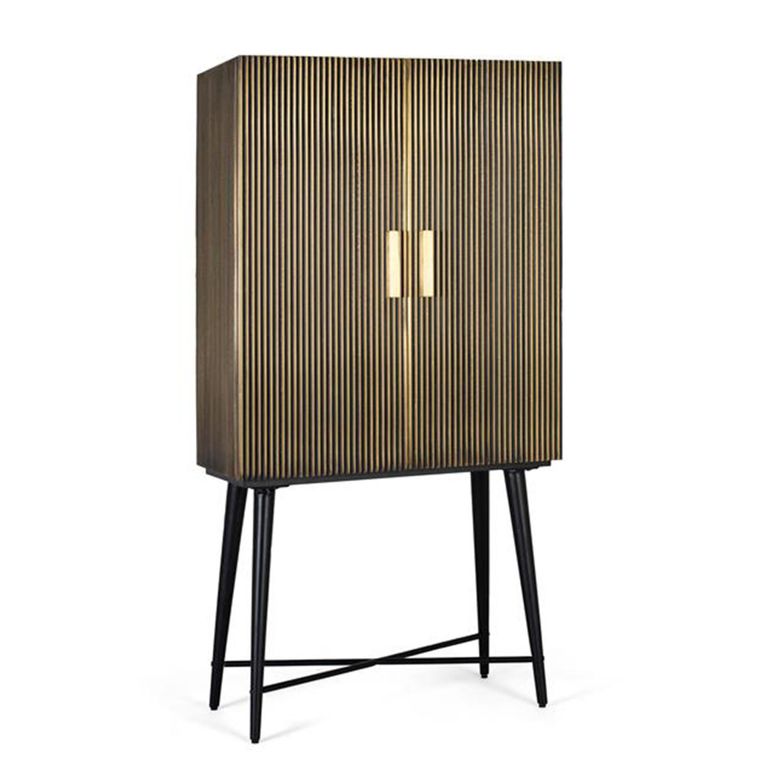 Stephen Cupboard - Ribbed Brass - 2 Door