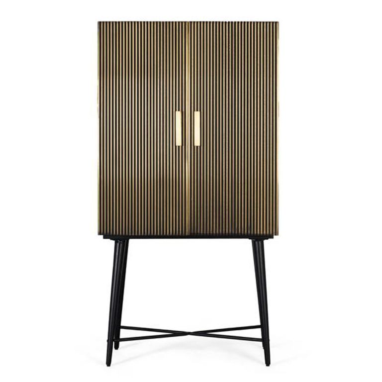 Stephen Cupboard - Ribbed Brass - 2 Door