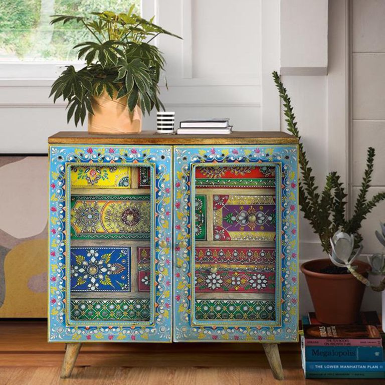 Timberon Hall Cabinet - Mango Wood - Painted - 2 Door