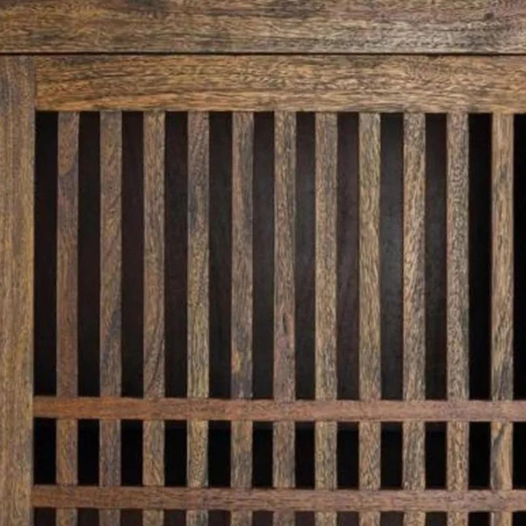 Uvalda Hall Cabinet - Acacia Wood - Slatted - 2 Door