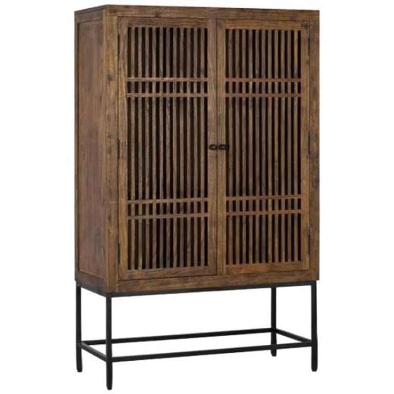 Uvalda Hall Cabinet - Acacia Wood - Slatted - 2 Door