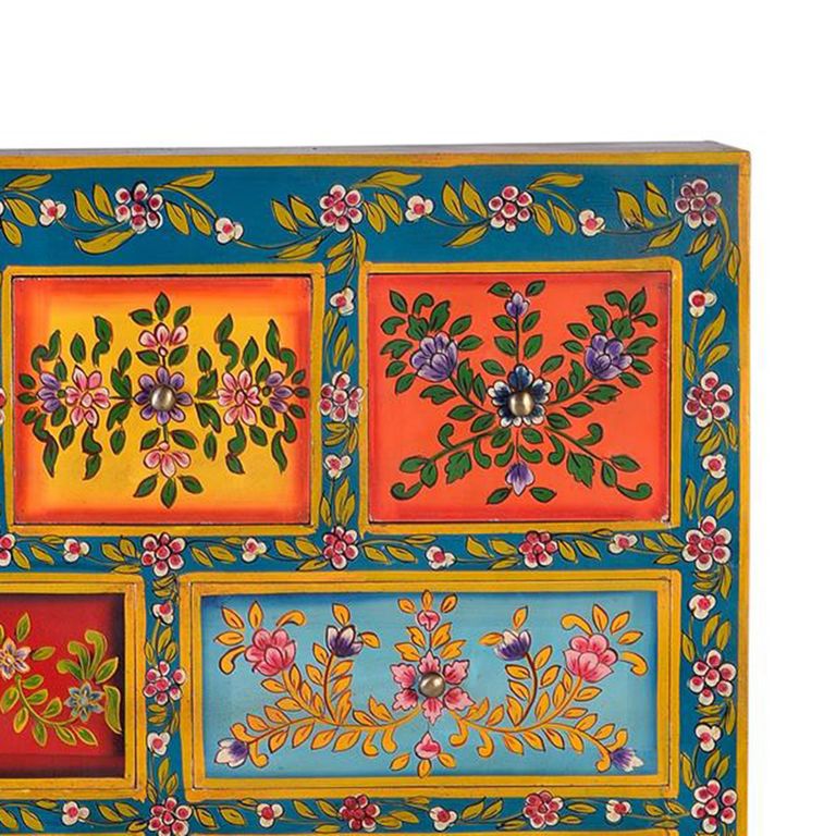 Wauzeka Hall Cabinet - Multicolor - Mango Wood - Painted - 2 Door