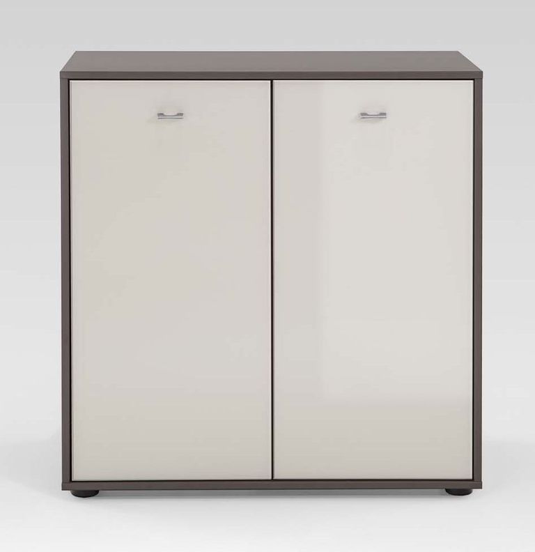Tokio Dresser - 2 Door - Magnolia Glass and Havana Carcase - Silver Handle