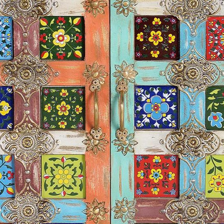 Zarephath Cabinet - White Washed - Mango Wood - 2 Door