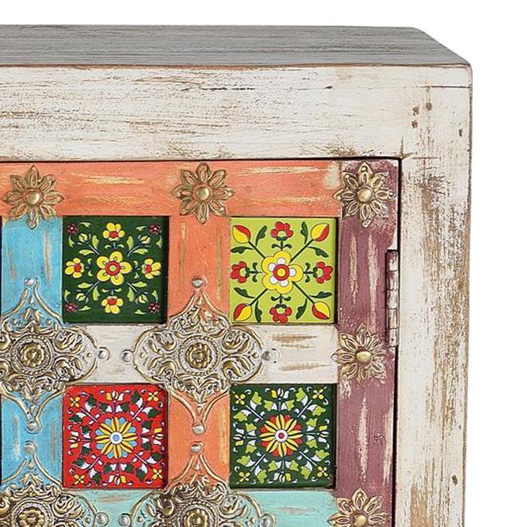 Zarephath Cabinet - White Washed - Mango Wood - 2 Door