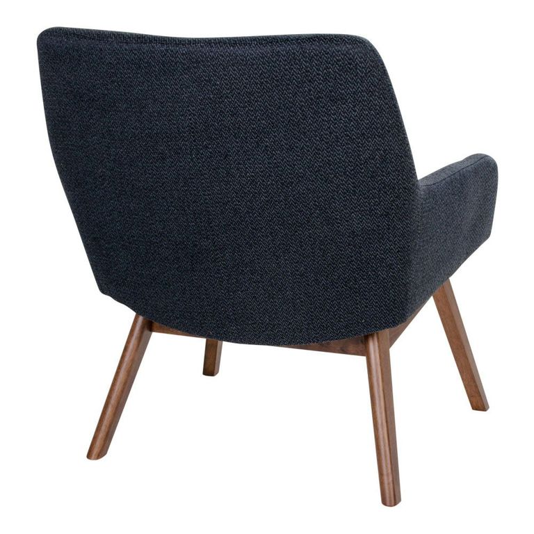 London Lounge Chair - Dark Blue - Fabric - Walnut Legs