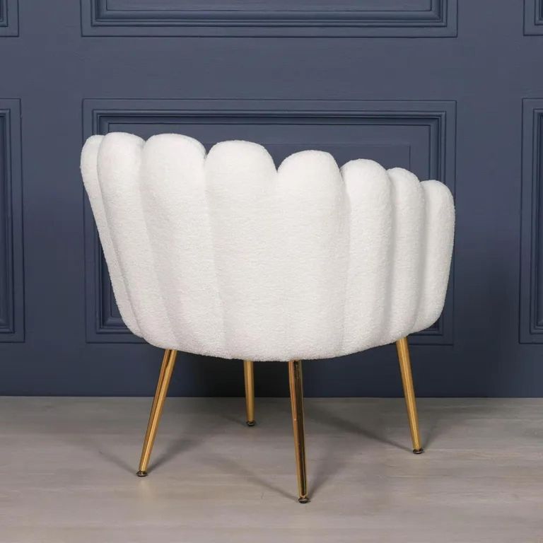 Arriba Occasional Chair - White Velvet - Scalloped
