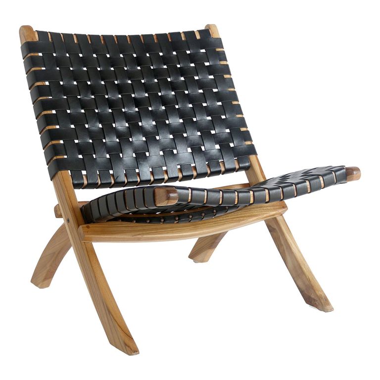 Perugia Folding Chair - Black Leather