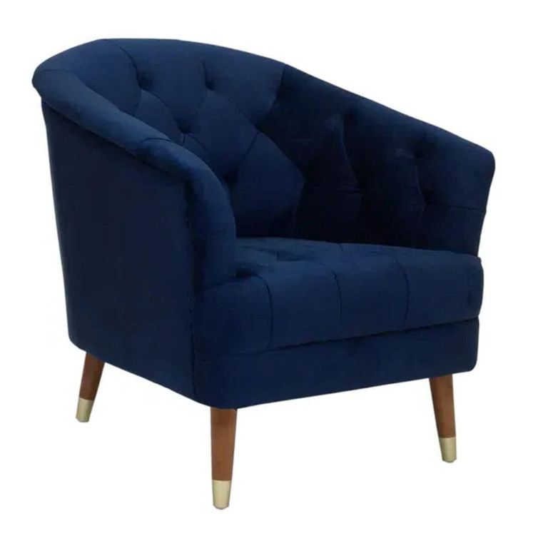 Clearance - Hensley Armchair - Navy Blue Velvet Fabric - A590