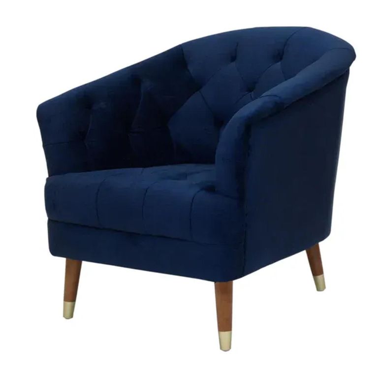 Clearance - Hensley Armchair - Navy Blue Velvet Fabric - A590
