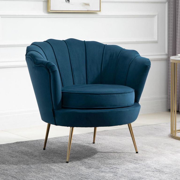 Ariel Occasional Armchair - Blue Velvet Fabric