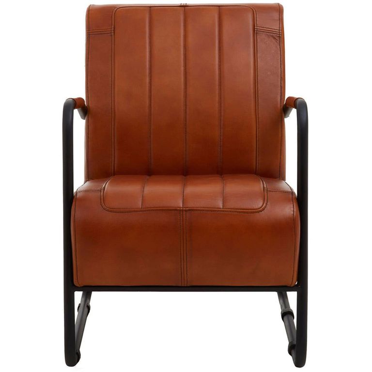 Buffalo Lounge Chair - Tan - Leather with Metal Legs