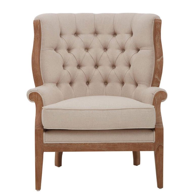 Cabra Armchair - Cream Fabric with Mahogany Wood