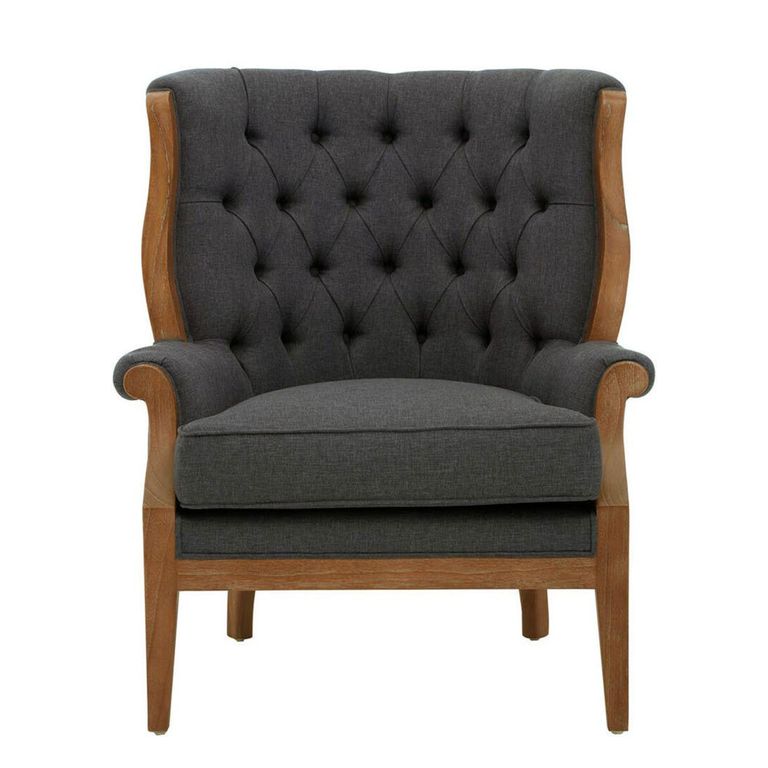 Cabra Armchair - Graphite Grey Fabric with Wood