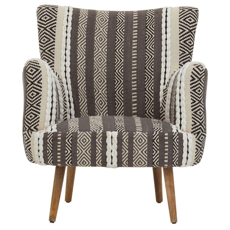 Cefena Armchair - Grey Fabric with Flared Arms