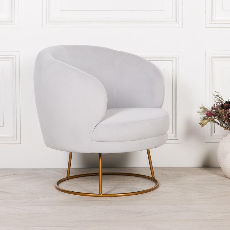 Deco Accent Chair - Light Grey Velvet