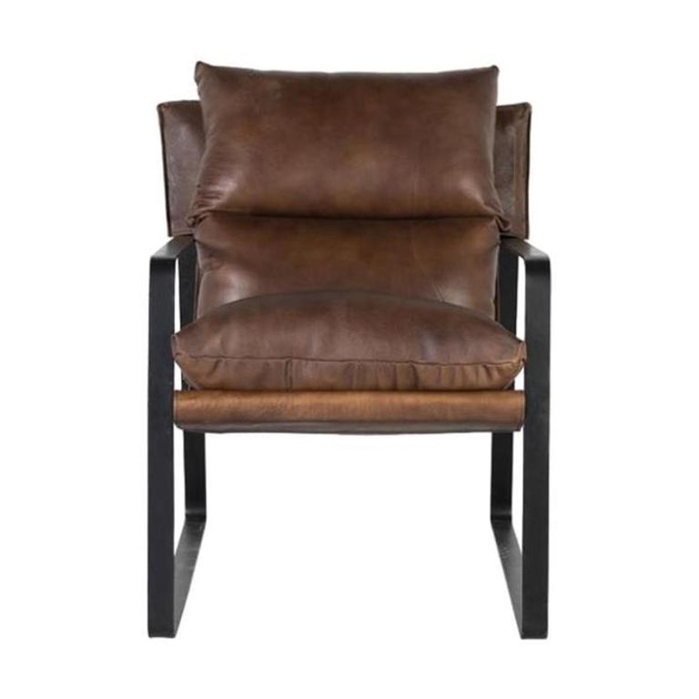 Dunmor Armchair - Brown Leather and Metal