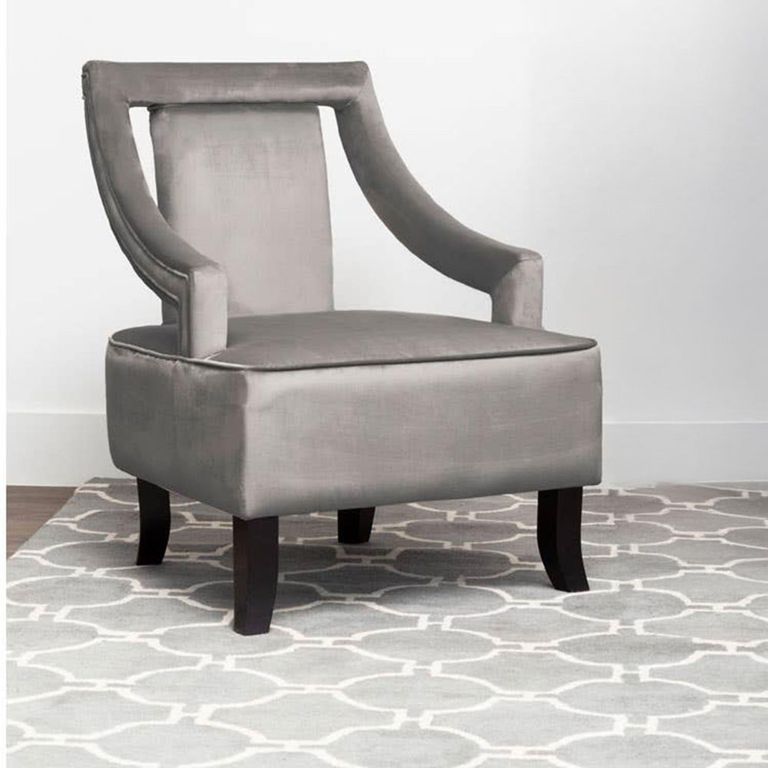Faye Armchair - Grey Velvet Fabric
