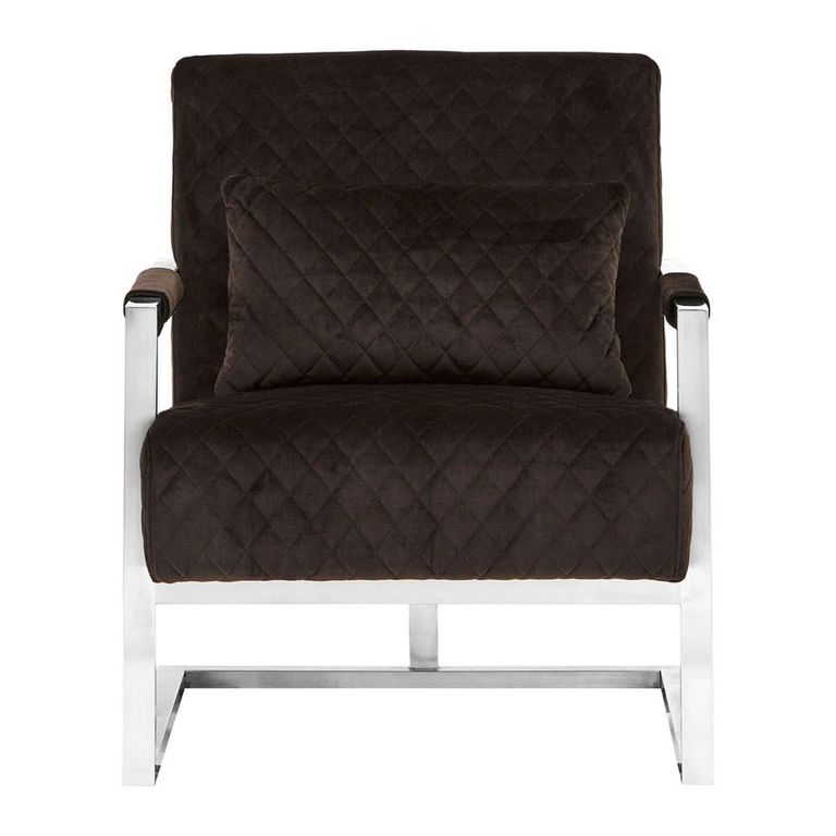 Gatsby Armchair - Black Velvet Fabric with Silver Metal