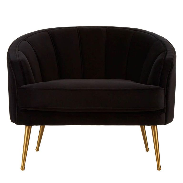 Hendricks Love Chair - Black Velvet Fabric with Gold Legs