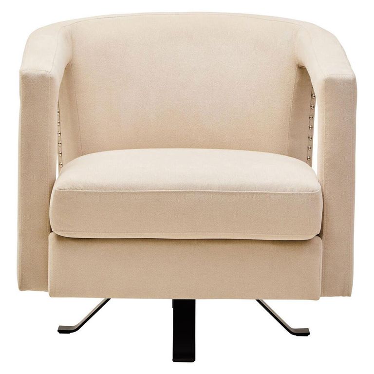 Hestia Armchair - Swivel - Beige Velvet Fabric