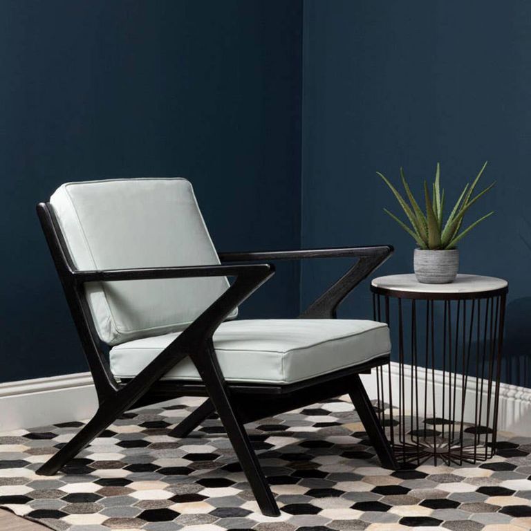 Kendari Armchair - Grey Leather with Teak Wood