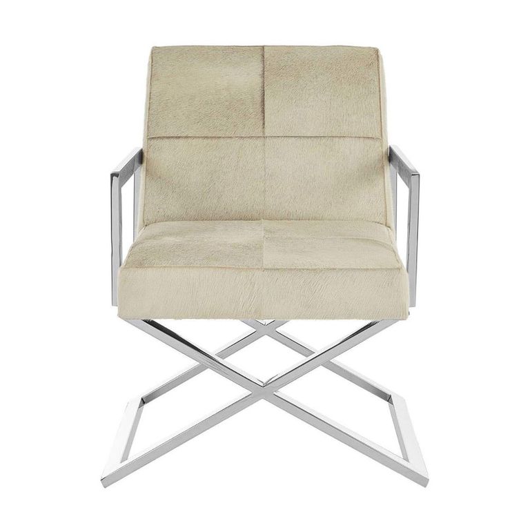 Kensington Townhouse Armchair - Grey Leather with Silver Metal