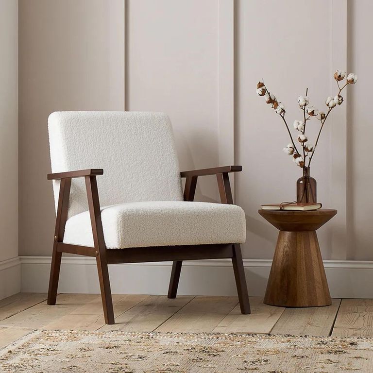 Ellwood Armchair - White Boucle Fabric