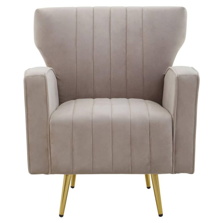Hayley Armchair - Mink Velvet with Gold Metal Legs