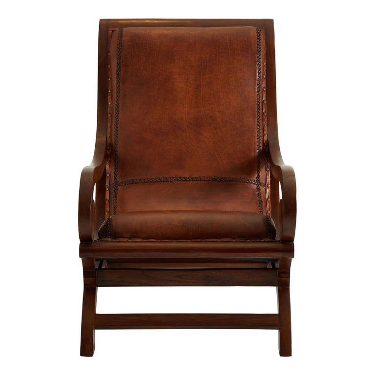 Inca Chair - Brown Leather with Footstool