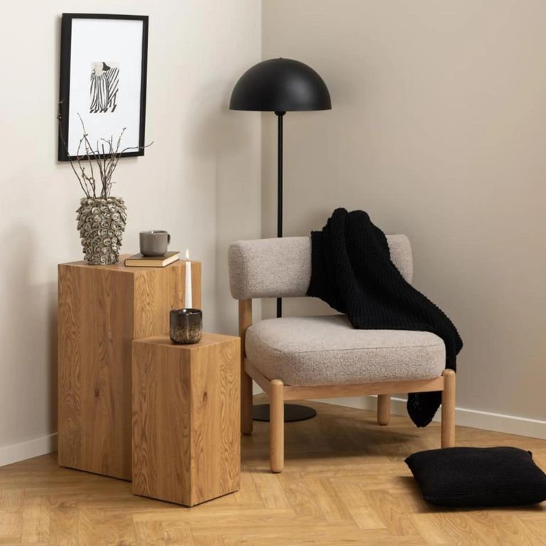 Burley Lounge Chair - Beige Boucle Fabric