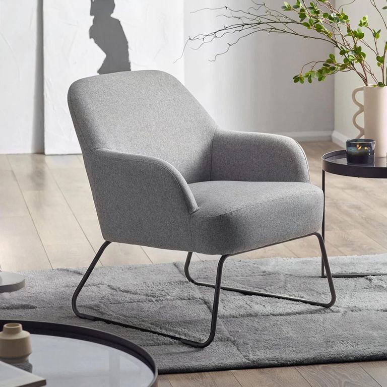 Davos Accent Chair - Grey Fabric - Living Room