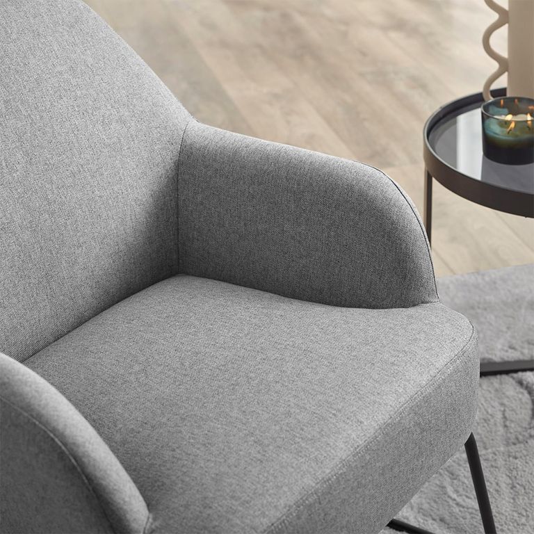 Davos Accent Chair - Grey Fabric - Living Room