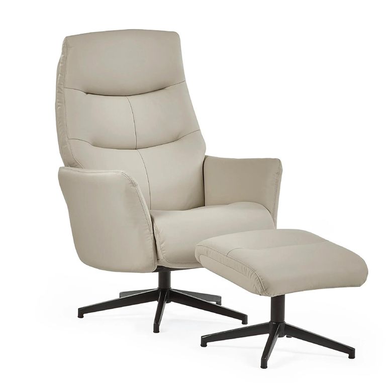 Priya Armchair with Footstool - Grey Fabric