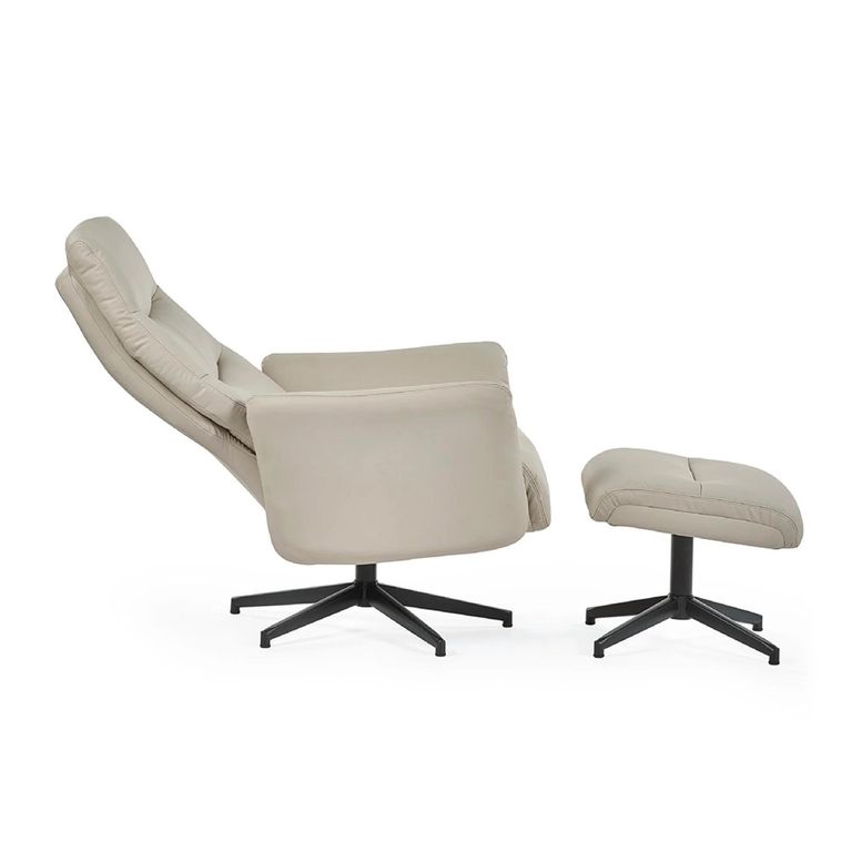 Priya Armchair with Footstool - Grey Fabric