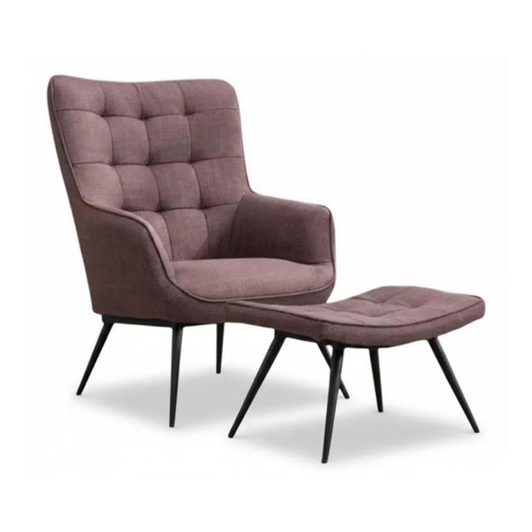 Katelyn Accent Armchair - with Footstool - Mulberry Fabric
