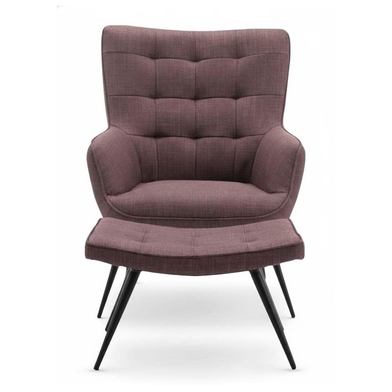 Katelyn Accent Armchair - with Footstool - Mulberry Fabric