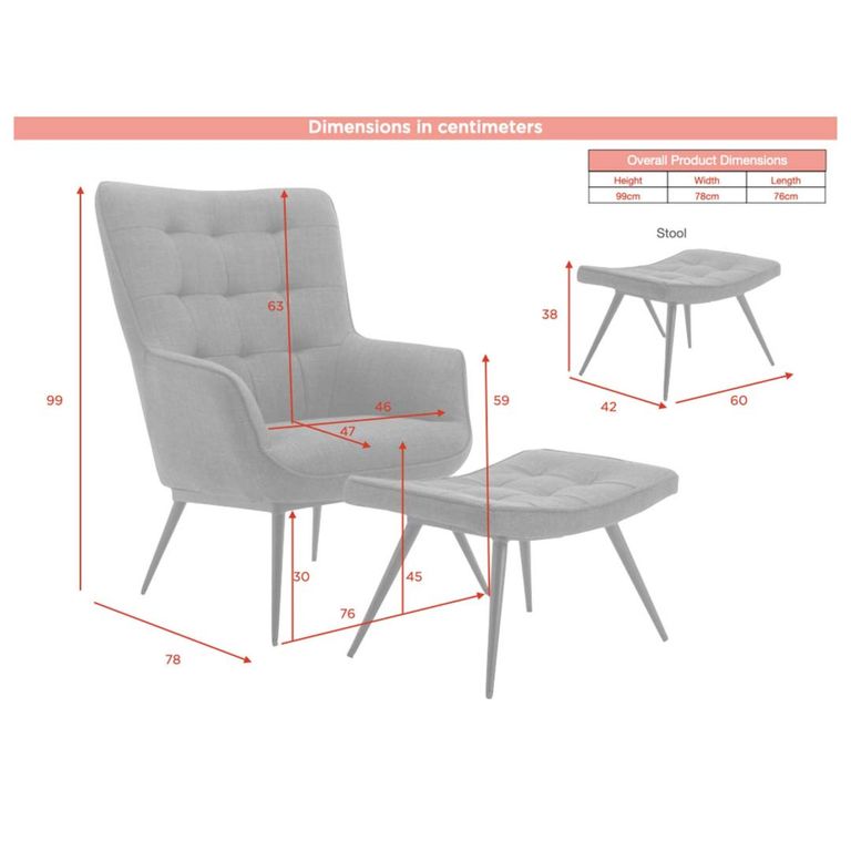 Katelyn Accent Armchair - with Footstool - Mulberry Fabric