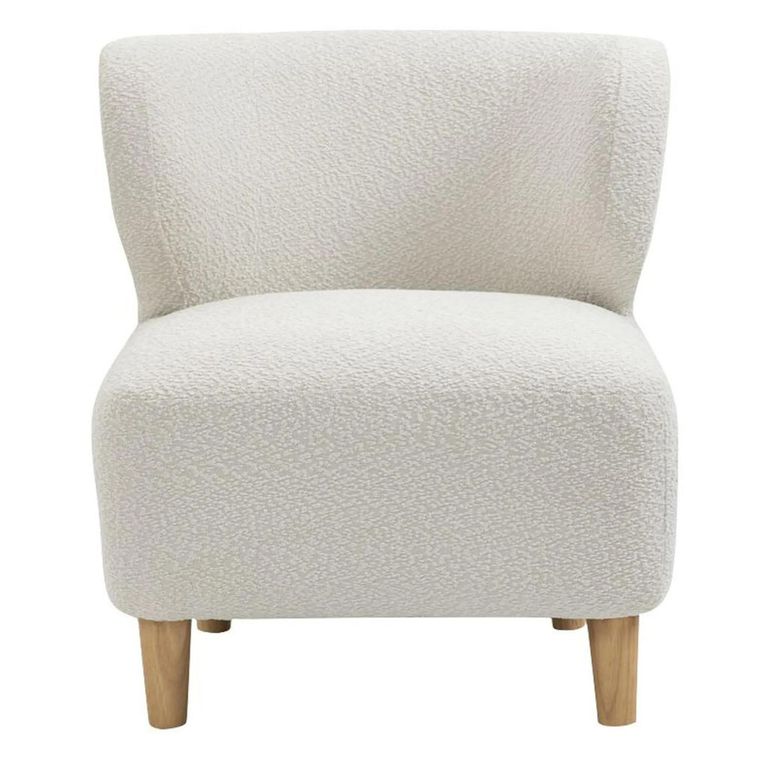 Josie Armless Accent Chair  White Fabric