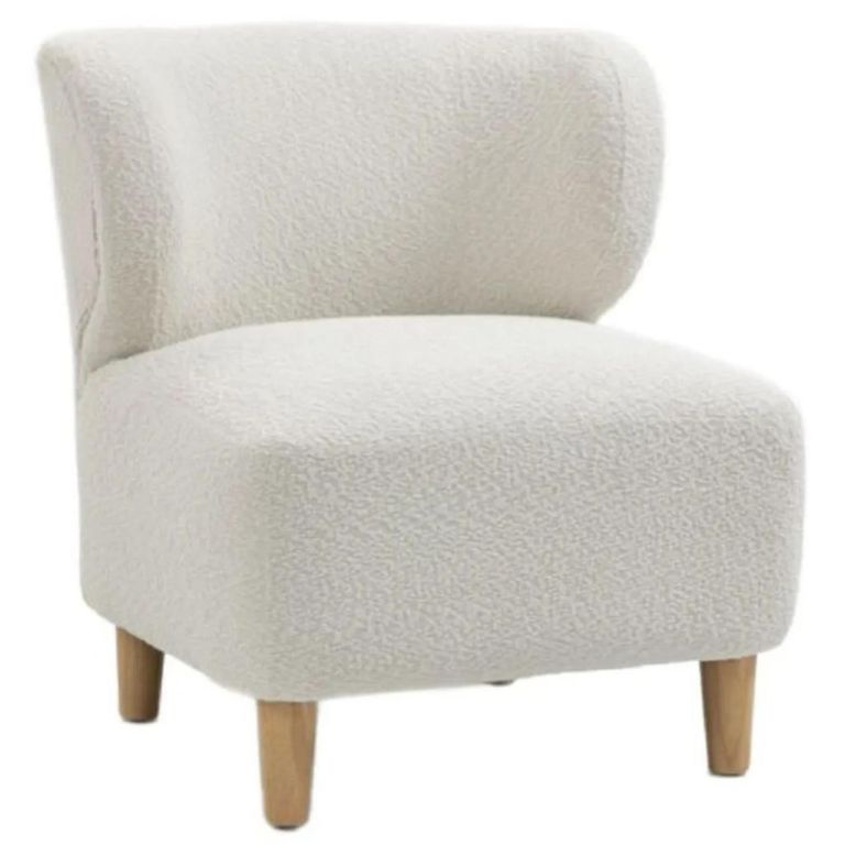 Josie Armless Accent Chair  White Fabric