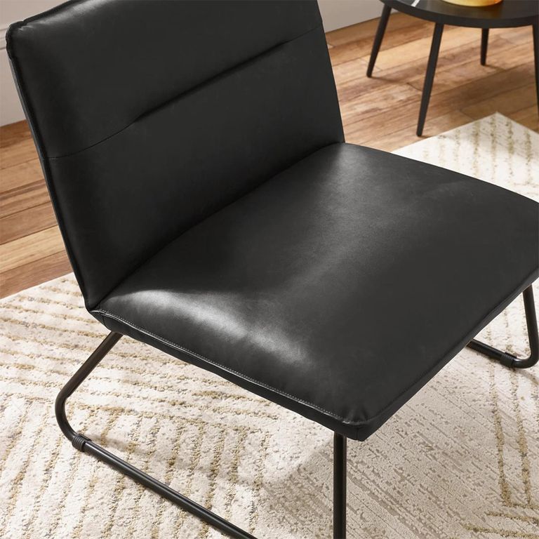 Saxon Lounge Chair - Black Faux Leather