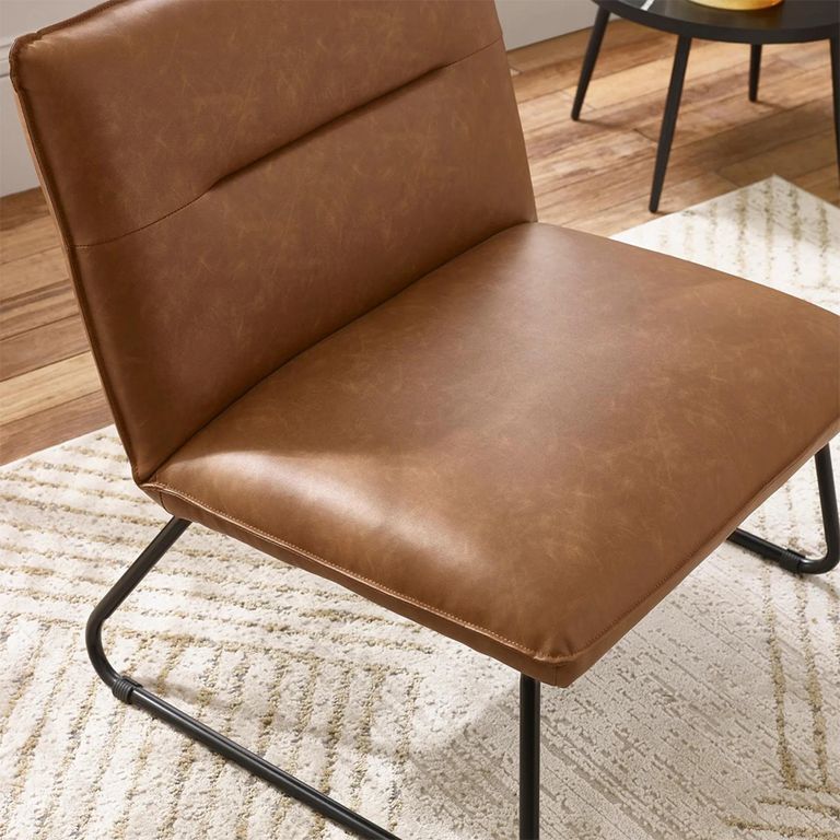Saxon Lounge Chair - Tan Brown Faux Leather