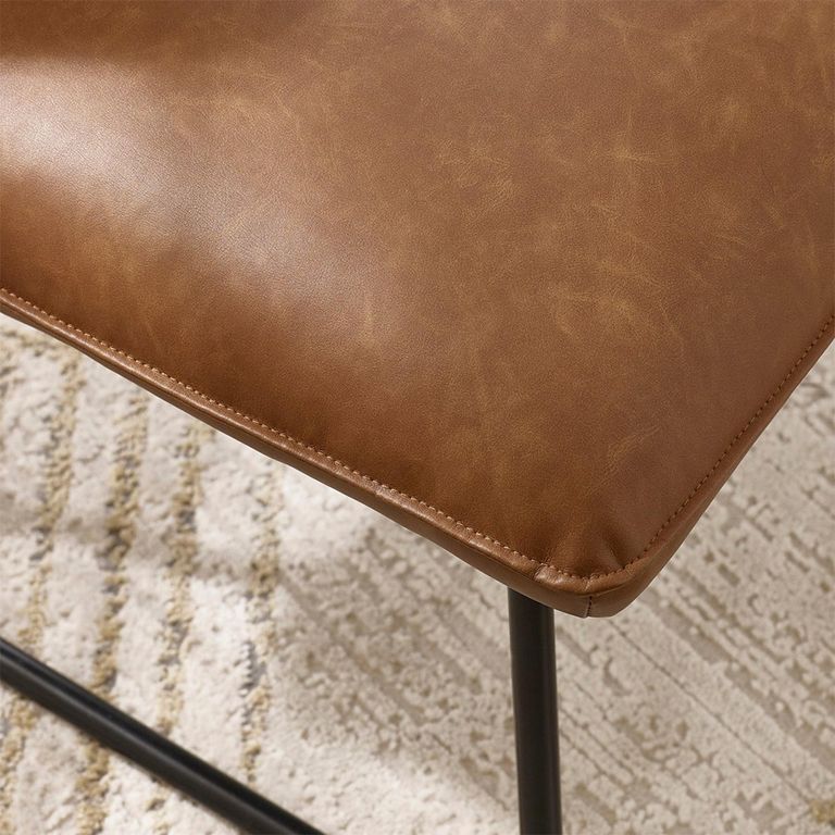 Saxon Lounge Chair - Tan Brown Faux Leather