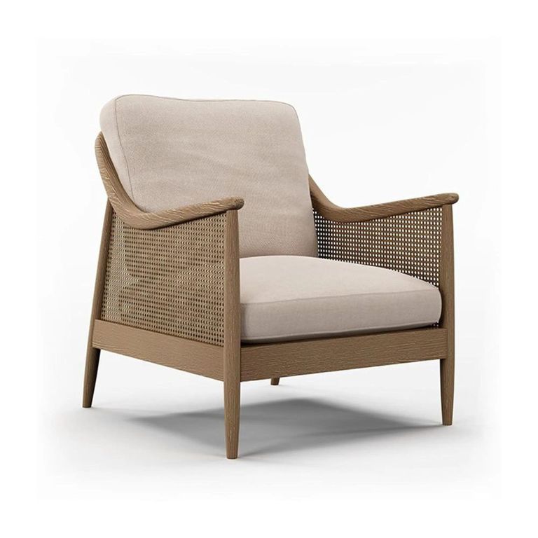 Clearance - Winnie Armchair - Natural Fabric and Rattan - FSS17367