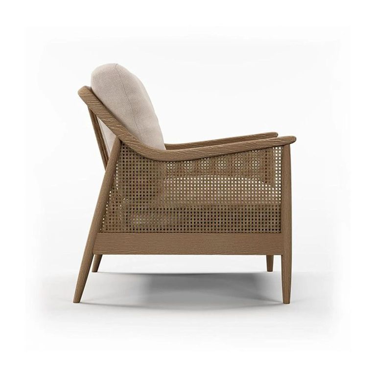 Clearance - Winnie Armchair - Natural Fabric and Rattan - FSS17367