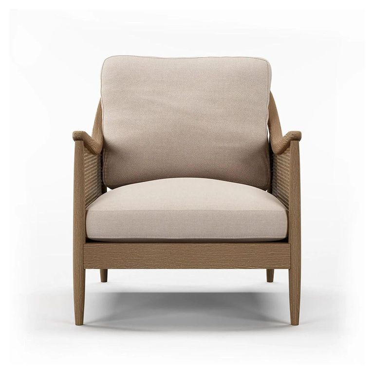 Clearance - Winnie Armchair - Natural Fabric and Rattan - FSS17368
