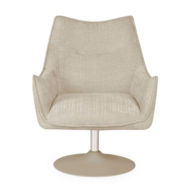 Caspian Swivel Lounge Chair - Ivory Chenille - Fabric and Metal