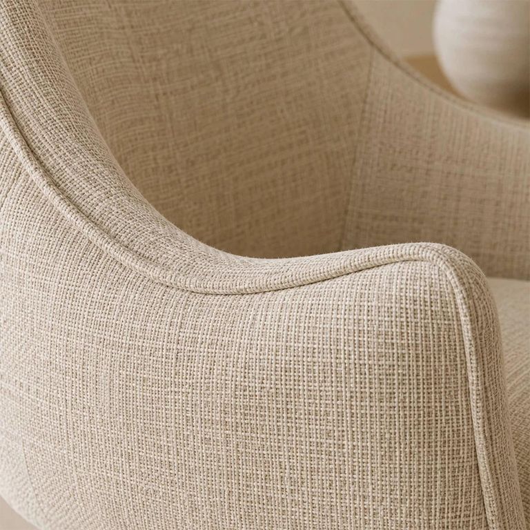 Caspian Swivel Lounge Chair - Ivory Chenille - Fabric and Metal