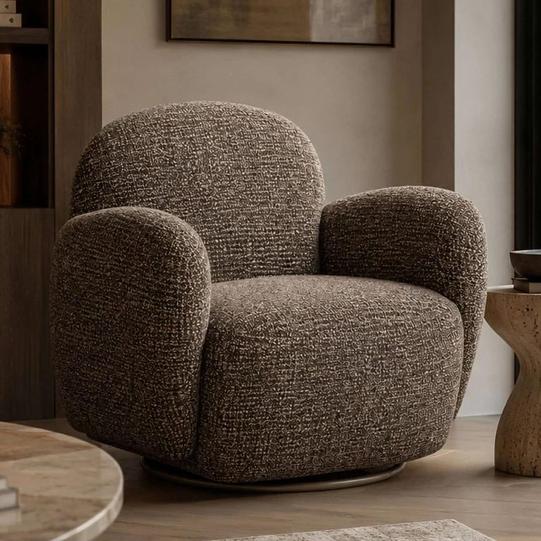 Bramley Swivel Accent Chair - Chocolate Brown Chenille - Fabric