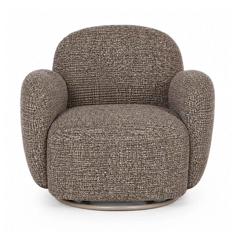 Bramley Swivel Accent Chair - Chocolate Brown Chenille - Fabric